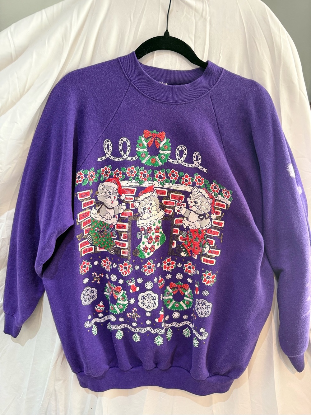 Vintage Purple Christmas Cat Sweatshirt